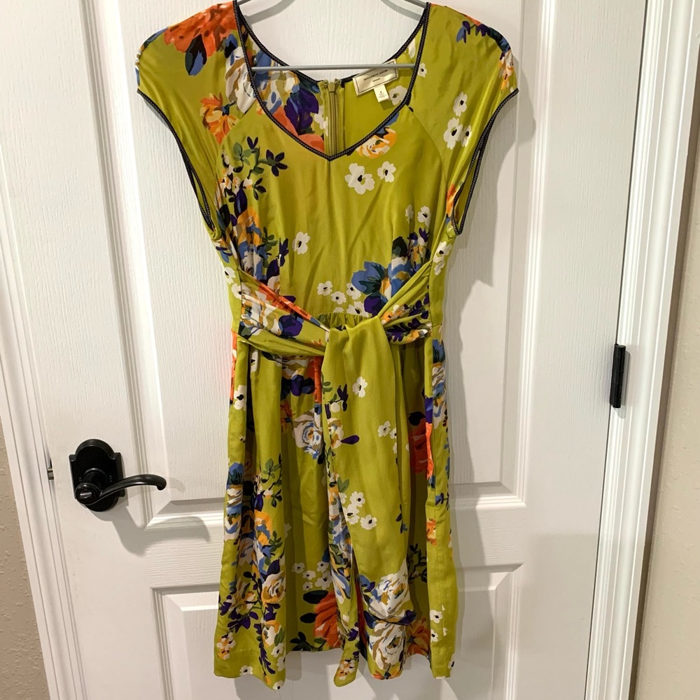 Anthropologie MOULINETTE SOEURS Floral Print Silk Dress Sz 6